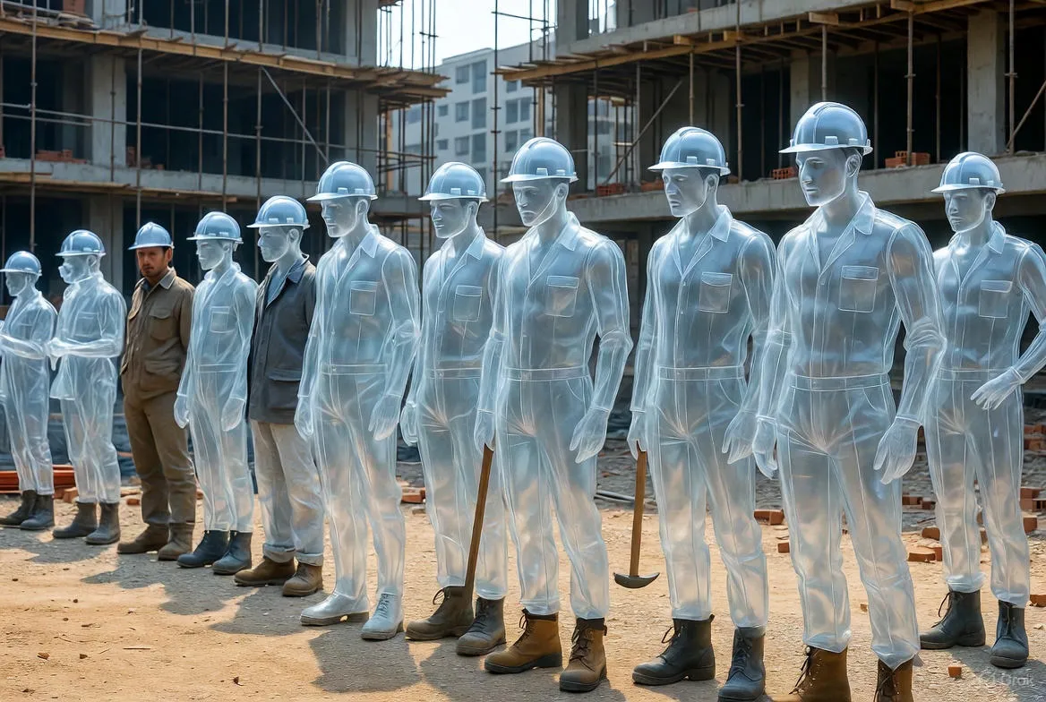 Transparent Buiders Lined Up