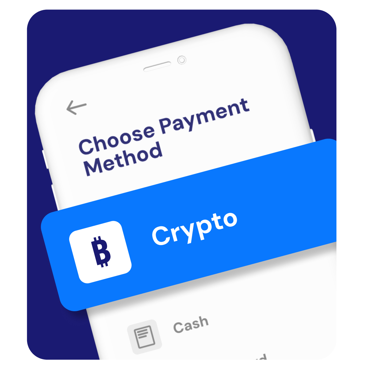 Payment method choice mockup on phone